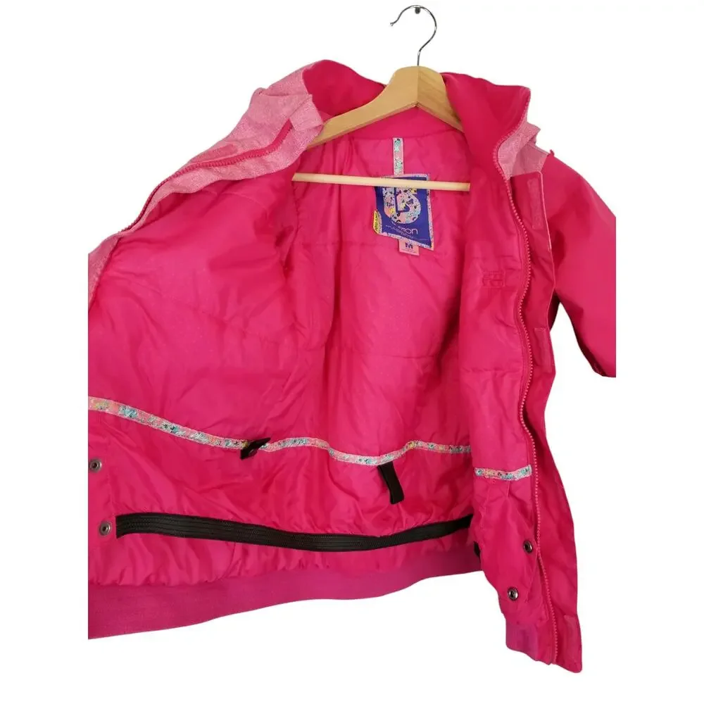 Burton Girls Pink Hooded Ski Snowboard Jacket Size Medium 10-12